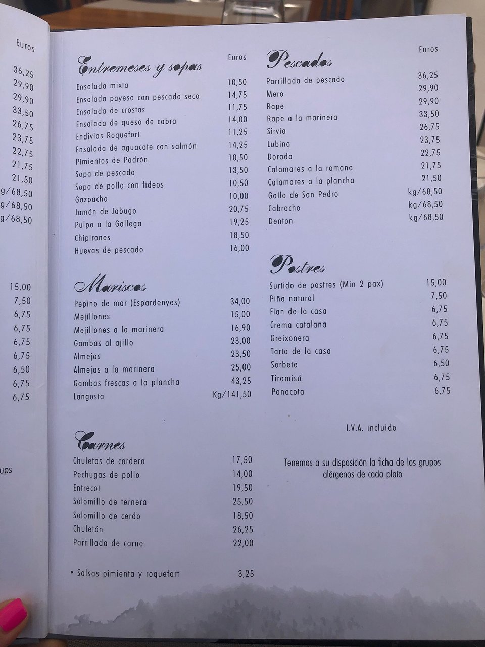 espartar menu